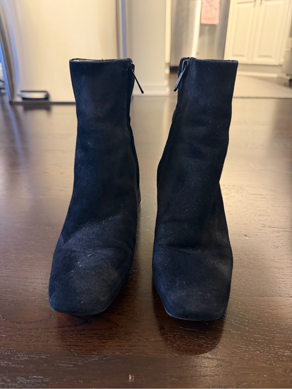 Sam Edelman Black Suede Square Toe Ankle Boots